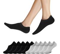 Falechay Calcetines Invisibles Tobilleros Mujer Hombre 10 pares Cortos Calcetin Negro Gris 43-46