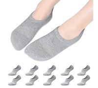 Falechay Calcetines tobilleros Invisibles Mujer Hombre 10 Pares, Calcetines Cortos Verano Algodón Transpirables Silicona Antideslizante Gris 47-50