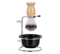 FALETO - Soporte profesional para cepillo de afeitar, diseño de tejón, acero inoxidable