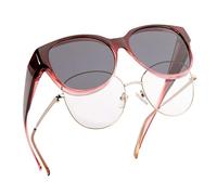 FALINGO Sobre-gafas de sol gafas EDICIÓN FASHION polarizadas UV 400 (Rojo Vino Transparente, Gris)