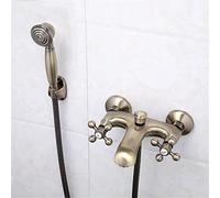FALIYORS Grifo de Agua para Sistemas de Ducha de baño Grifo de baño, Estilo Retro Grifo de baño de Bronce Antiguo Grifo de Ducha de Doble manija Mezclador de Agua fría y Caliente
