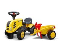 FALK - Portador de Obra Komatsu con Remolque, a Partir de 12 Meses, Fabricado en Francia, Pala y rastrillo incluidos, 2 Estilos de personalización, Placa de matrícula Personalizable - 286C
