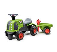 FALK - Portatractor Claas - Verde - Ruedas silenciosas - Volante direccional con bocina - Remolque con accesorios - 90% de plástico reciclado - 100% fabricado en Francia - a partir de 12 meses - 312CS