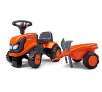 Falk - Portatractor Kubota con Remolque, a Partir de 12 Meses, Fabricado en Francia, Pala y rastrillo incluidos, 2 Estilos de personalización, Placa de matrícula Personalizable 260C