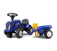 Falk - Portatractor New Holland con Remolque - A Partir de 12 Meses - Fabricado en Francia - Pala y rastrillo incluidos - 2 Estilos de personalización, Placa de matrícula Personalizable - 280C