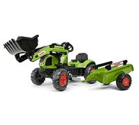 FALK Retroexcavadora de Pedales Claas con Remolque-A Partir de 2 años-Fabricada en Francia-Excavadora Frontal articulada-Volante direccional con bocina-2040AM, Multicolor (2040AM)