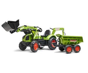 FALK - Tractoexcavadora de Pedales Claas con Excavadora y Remolque basculante Maxi a Partir de 3 años - Fabricado en Francia - Pala Frontal y Excavadora articulada - Asiento Giratorio - 2070 W