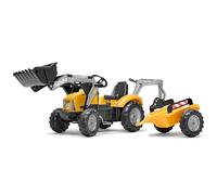 FALK - Tractoexcavadora de pedales SuperBuilder con excavadora y remolque - Verde Vintage - Fabricado en Francia - Pala frontal y excavadora articulada - Asiento giratorio - A partir de 3 años - 2025Y