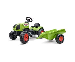 Falk - Tractor de Pedales Claas con Remolque - A Partir de 2 años - Fabricado en Francia - Volante direccional con bocina - 2040A