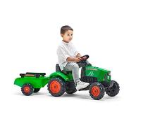 FALK- Tractor de Pedales Supercharger Rojo con capó abatible y Remolque sobrealimentador Partir de 2 años-Fabricado en Francia Volante direccional con bocina-2031AB, Multicolor, Small (2031AB)