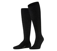 FALKE Calcetines largos Hombre Airport M – Lana algodón, lisos – Gris Antracita Melange 43-44