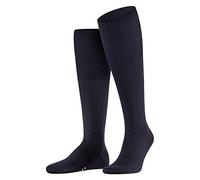 FALKE Airport M Kh Lana Algodón Lisos Calcetines largos, Azul Dark Navy 6370, 43-44 Hombre