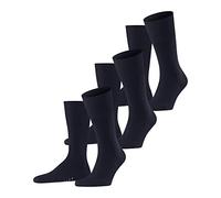 FALKE Airport Multipack M So lana algodón lisos 3 pares, Calcetines Hombre, Azul Dark Navy 6370, 45-46