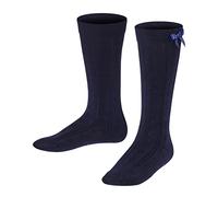 FALKE Ajour Calcetines A La Rodilla Unisex - Niños Algodón Blanco Azul Marino Regalos Infantil Seguridad Para Botas O Zapatillas con patrón transpirable largo liso 1 Par