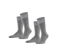 FALKE Happy Double Pack M So algodón lisos 2 pares, Calcetines Hombre, Gris Light Grey Melange 3390, 39-42