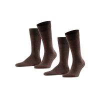 FALKE Happy Double Pack M So algodón lisos 2 pares, Calcetines Hombre, Marrón Dark Brown 5450, 47-50