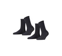 FALKE Happy Double Pack W So algodón Lisos Calcetines, Azul Dark Navy 6375, 39-42 2 para Mujer