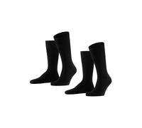 FALKE Swing Multipack M So algodón lisos 2 pares, Calcetines Hombre, Negro Black 3000, 39-42