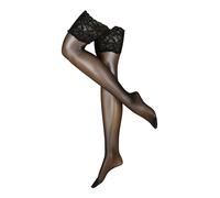 FALKE Seidenglatt 15 DEN Lace W Stu transparente lisas 1 par, Medias Mujer, Negro Black 3009, L