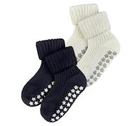 FALKE Catspads 2-Pack B HP algodón puños en la suela 2 pares, Calcetines para casa Unisex bebé, Multicolor (Sortiment 0010), 74-80