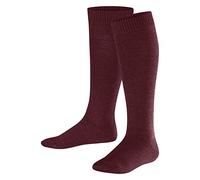 FALKE Comfort Wool K Kh lana algodón lisos 1 par, Calcetines largos Unisex niños, Rojo Ruby 8830, 23-26