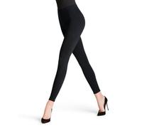 FALKE Cotton Seamless W Le algodón lisos 1 pieza, Leggings Mujer, Azul Marine 6179, XS 34-36