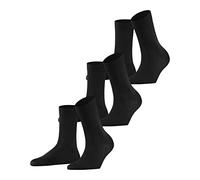 FALKE Cotton Touch Multipack W So algodón lisos 3 pares, Calcetines Mujer, Negro Black 3000, 35-38