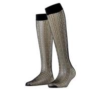 FALKE Crossroads W Kh Transparente Estampados Calcetines hasta la Rodilla, Negro Black 3009, OneSize para Mujer