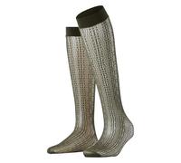 FALKE Crossroads W Kh transparente estampados 1 par, Calcetines largos Mujer, Verde Artichoke 7436, ONESIZE