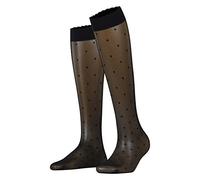 FALKE Dot 15 DEN W Kh transparente estampados 1 par, Calcetines largos Mujer, Negro Black 3009, 39-42
