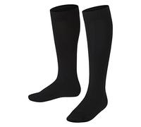 FALKE Family K Kh algodón sostenible lisos 1 par, Calcetines largos Unisex niños, Negro Black 3000, 31-34