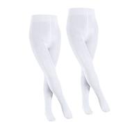 FALKE Family Multipack K Ti algodón gruesas lisas 2 piezas, Pantimedias Unisex niños, Blanco White 2000, 152-164