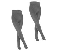 FALKE Family Multipack K Ti algodón gruesas lisas 2 piezas, Pantimedias Unisex niños, Gris Light Grey Melange 3390, 80-92