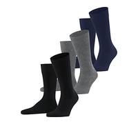 FALKE Family Multipack M So algodón sostenible lisos 3 pares, Calcetines Hombre, Multicolor Black Grey Blue 0010, 39-42