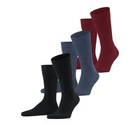 FALKE Family Multipack M So algodón sostenible lisos 3 pares, Calcetines Hombre, Multicolor Blue Mix Red 0020, 39-42