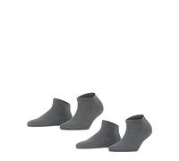 FALKE Happy Double Pack W Sn algodón lisos 2 pares, Calcetines cortos Mujer, Gris Light Grey Melange 3390, 35-38
