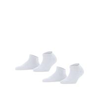 FALKE Happy Double Pack W Sn algodón lisos 2 pares, Calcetines cortos Mujer, Blanco White 2000, 39-42