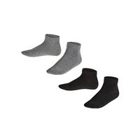 FALKE Happy Double Pack K Sn algodón lisos 2 pares, Calcetines cortos Unisex niños, Multicolor Black Grey 0050, 39-42