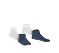 FALKE Happy Double Pack K Sn algodón lisos 2 pares, Calcetines cortos Unisex niños, Multicolor Blue White 0040, 35-38