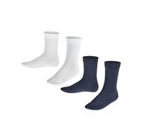 FALKE Happy Double Pack K So algodón lisos 2 pares, Calcetines Unisex niños, Multicolor Blue White 0040, 31-34