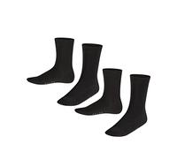FALKE Happy Double Pack K So algodón lisos 2 pares, Calcetines Unisex niños, Negro Black 0010, 35-38