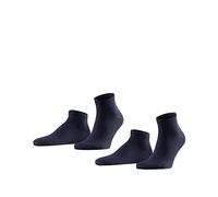 FALKE Happy 2-Pack M SN algodón corte unicolor 2 pares, Calcetines cortos Hombre, Azul (Dark Navy 6375), 39/42 EU