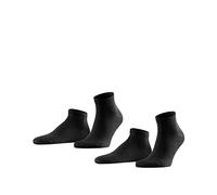 FALKE Happy Double Pack M Sn algodón lisos 2 pares, Calcetines cortos Hombre, Negro Black 3000, 39-42