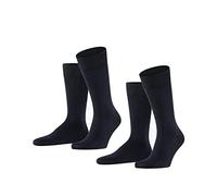 FALKE Happy Double Pack M So algodón lisos 2 pares, Calcetines Hombre, Azul Dark Navy 6375, 47-50