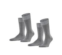 FALKE Happy Double Pack M So algodón lisos 2 pares, Calcetines Hombre, Gris Light Grey Melange 3390, 43-46