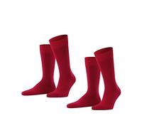 FALKE Happy Double Pack M So algodón lisos 2 pares, Calcetines Hombre, Rojo Scarlet 8228, 43-46