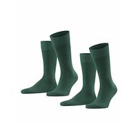 FALKE Happy Double Pack M So algodón lisos 2 pares, Calcetines Hombre, Verde Hunter Green 7441, 47-50