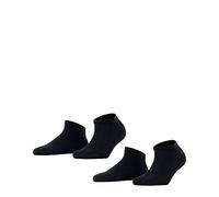 FALKE Happy Double Pack W Sn algodón lisos 2 pares, Calcetines cortos Mujer, Azul Dark Navy 6375, 39-42