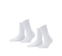 FALKE Happy Double Pack W So algodón lisos 2 pares, Calcetines Mujer, Blanco White 2000, 39-42