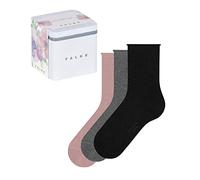 FALKE Happy Giftbox Uni Multipack W So algodón lisos 3 pares, Calcetines Mujer, Multicolor Black Grey Pink 0030, 35-38
